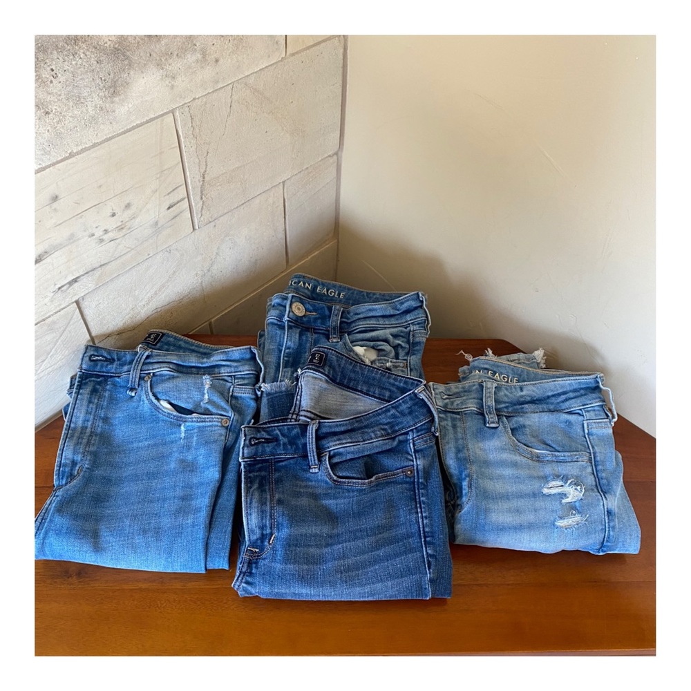 👻SOLD👻BUNDLE OF 4 JEANS SKINNY DISTRESS AMERICAN EAGLE AND ABERCROMBIE & FITCH